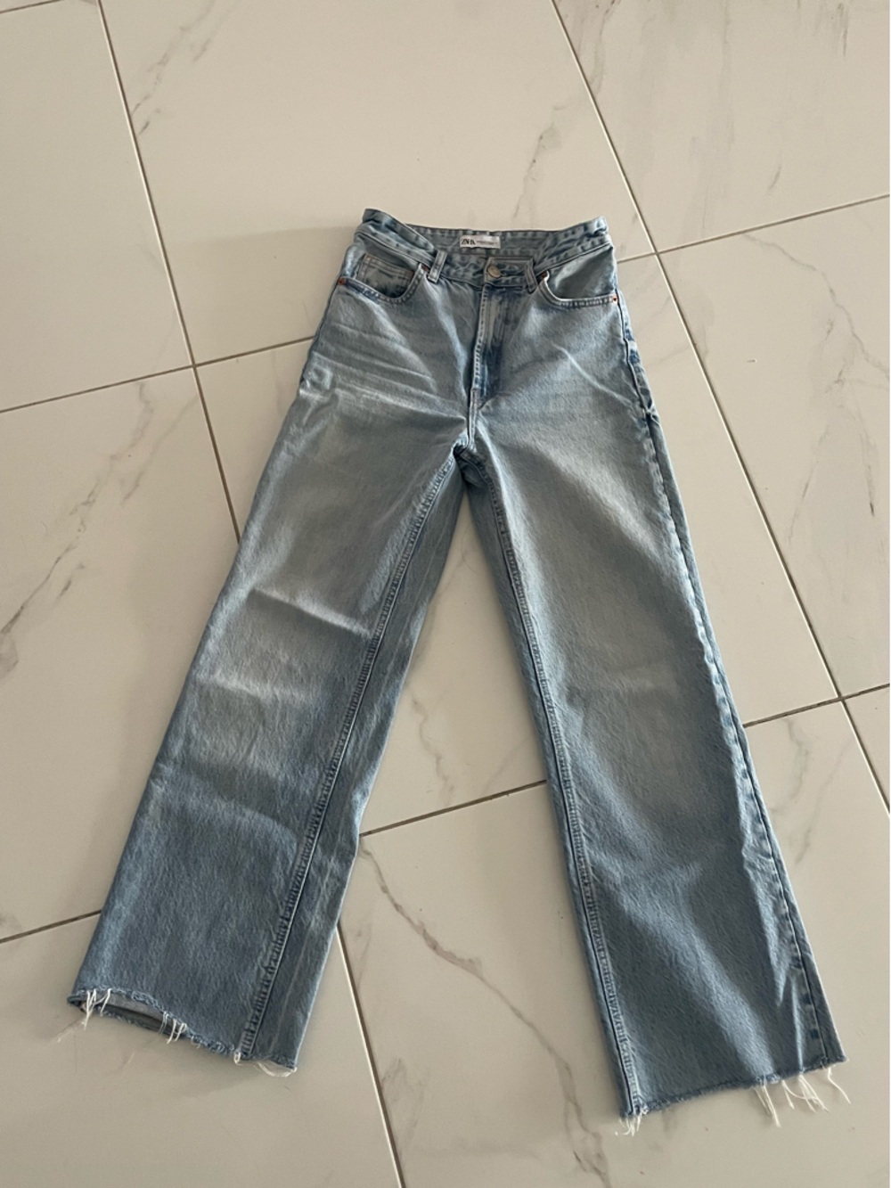 Zara Light Blue Wide Leg Jeans